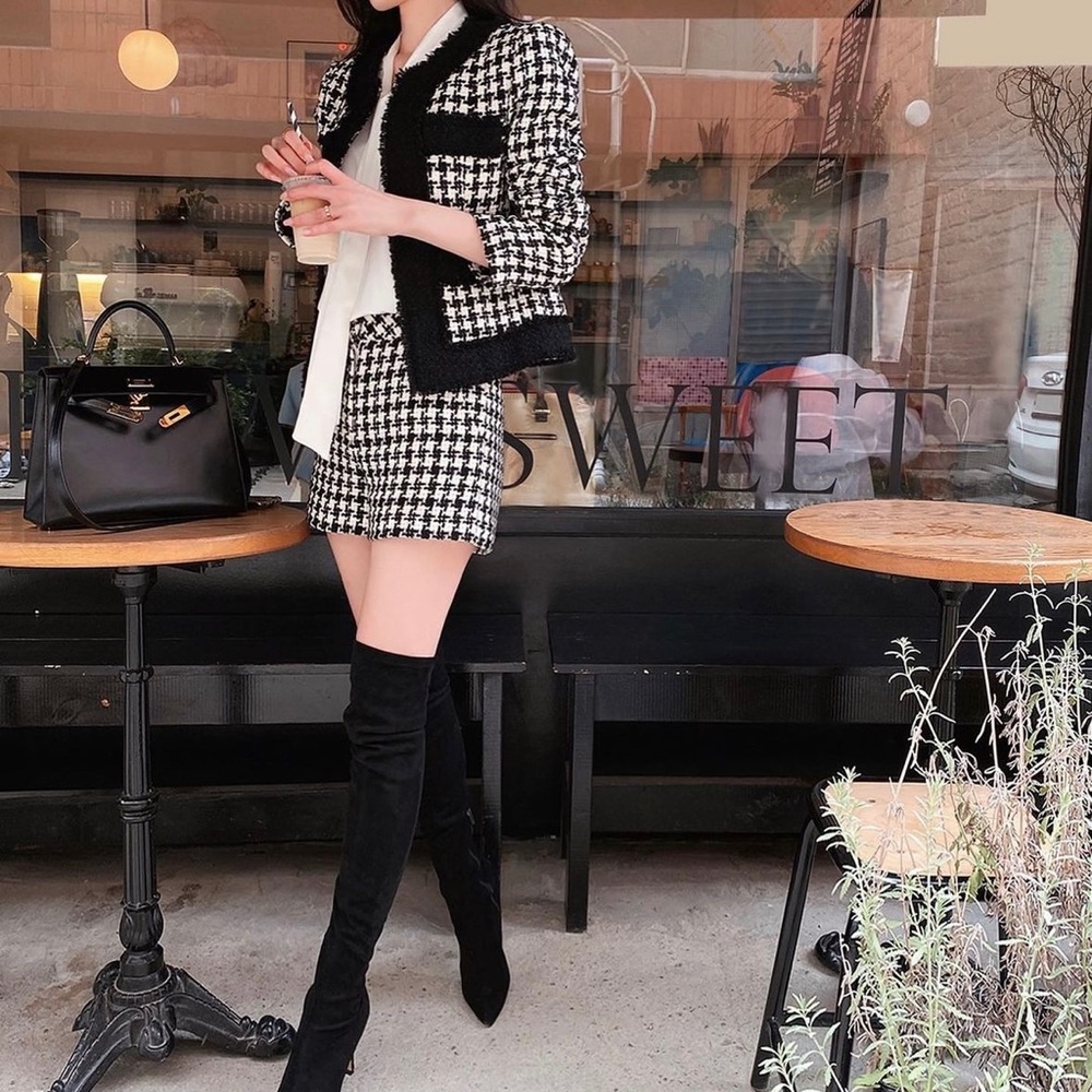 Tweed jacket and shorts set